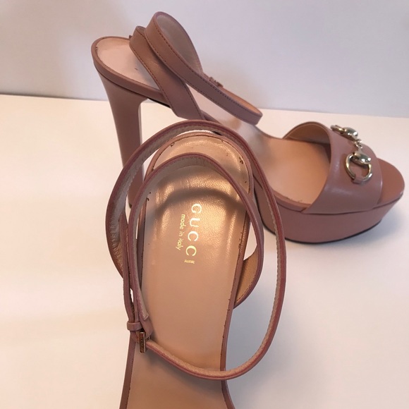 Gucci Horsebit Leather Platform Sandals, Rose - Picture 2 of 4